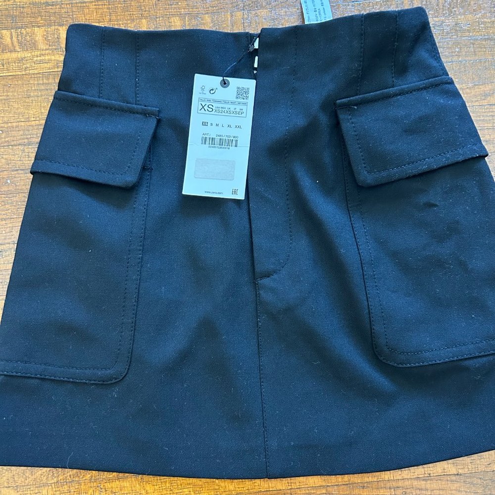 NWT Zara cargo mini Skirt in black XS 2485/703 - Picture 4 of 6